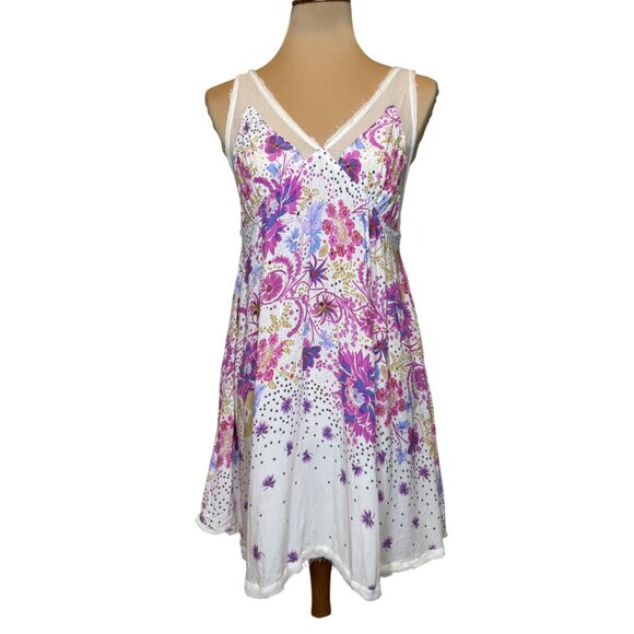 Free People Intimately Longwood Slip Dress Pink & White Boho Small - Picture 1 of 7